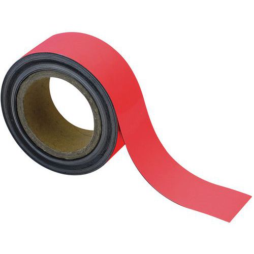 Taśmy magnetyczne na regały Manutan Expert, 10 m, czerwone - Taśma magnetyczna na regały Manutan Expert, 10 m, czerwona, szerokość 50 mm