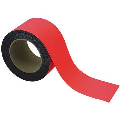 Taśmy magnetyczne na regały Manutan Expert, 10 m, czerwone - Taśma magnetyczna na regały Manutan Expert, 10 m, czerwona, szerokość 70 mm