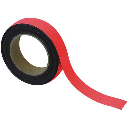 Taśmy magnetyczne na regały Manutan Expert, 10 m, czerwone - Taśma magnetyczna na regały Manutan Expert, 10 m, czerwona, szerokość 30 mm