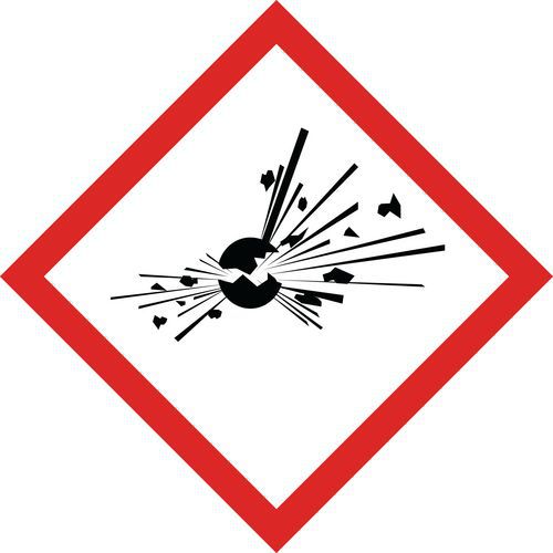 Stół ostrzegawczy Manutan Expert CLP - Niebezpieczeństwo wybuchu, samoprzylepny, 120 x 120 mm