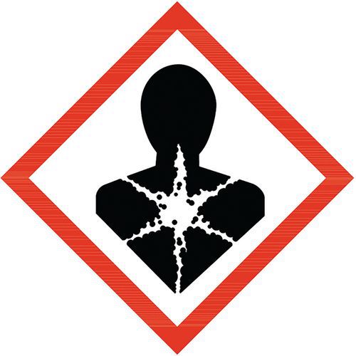 Stół ostrzegawczy Manutan Expert CLP - Zagrożenie zdrowia, aluminium, 300 x 300 mm