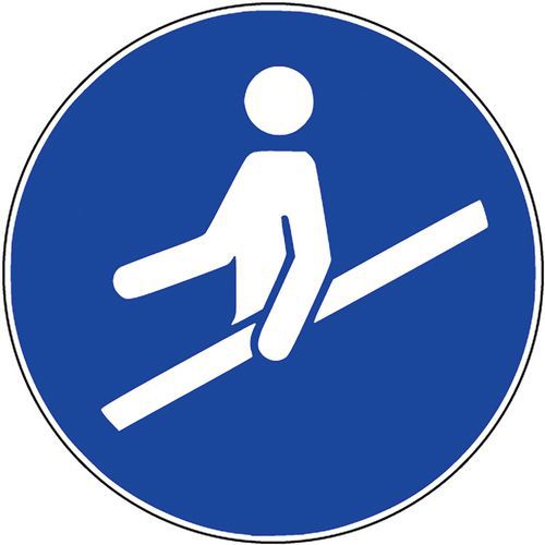 Command Signage Manutan Expert - Użyj poręczy, aluminium - Znak poleceń Manutan Expert - Użyj poręczy aluminiowej 300 mm