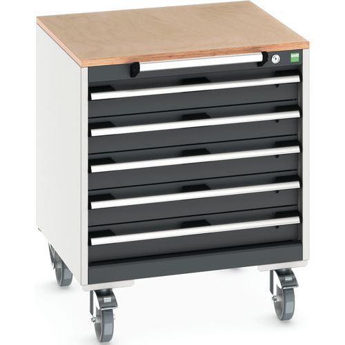 Komoda mobilna Bott Cubio, 79 x 65 x 65 cm, 5 szuflad, multipleks/linoleum/mat - Przenośna szafka z szufladami Bott Cubio, 79 x 65 x 65 cm, 5 szuflad,