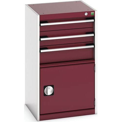 Warsztatowe szafki z szufladami Bott Cubio, 90 x 52,5 x 52,5-65 cm, 3 szuflady, 1 szafka - Warsztatowa szafka z szufladami Bott Cubio, 90 x 52,5 x 52,