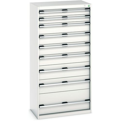 Warsztatowe szafki z szufladami Bott Cubio, 160 x 80 x 52,5-75 cm, 9 szuflad - Warsztatowa szafka z szufladami Bott Cubio, 160 x 80 x 52,5 cm, 9 szufl