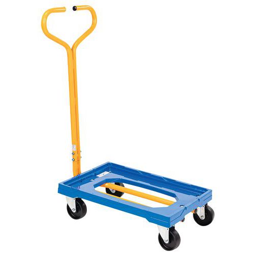 Plastikowa platforma transportowa z poręczą na skrzynki transportowe Manutan Expert, do 250 kg