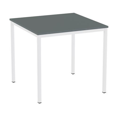 Stoły jadalniane Versys - Stół jadalniany Versys z białymi nogami RAL 9003, 80 x 80 x 74,3 cm, ciemnoszary