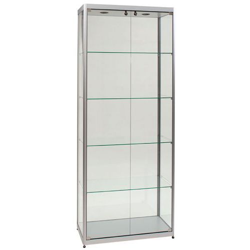 Szklane gabloty produktowe Manutan Expert, 200 x 80 x 40 cm - Szklana gablota produktowa Manutan Expert, 200 x 80 x 40 cm, srebrna