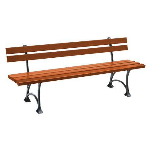Ławki parkowe Global z oparciem - Ławka parkowa Global z oparciem, teak