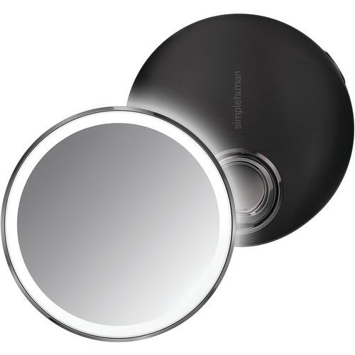Lustro z czujnikiem Compact_Simplehuman - Lustro z czujnikiem Compact – czarne, średnica 10 cm.