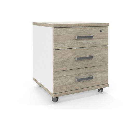 Kontenery mobilne Viva, 58 x 49 x 48 cm - Kontener mobilny Viva, 58 x 49 x 48 cm, dąb oyster/biały
