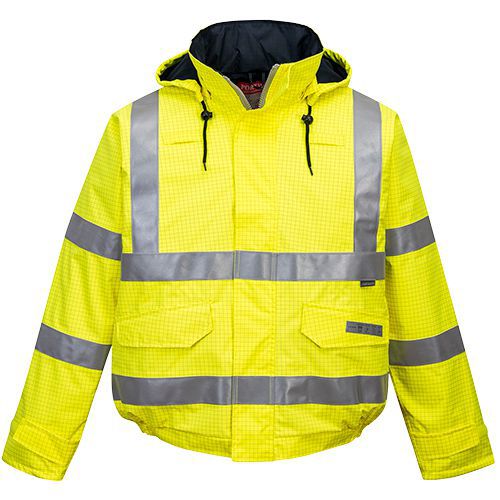 Trudnopalna kurtka ostrzegawcza i  antystatyczna Bomber Bizflame Rain, żółty - Trudnopalna kurtka ostrzegawcza i  antystatyczna Bomber Bizflame Rain, 