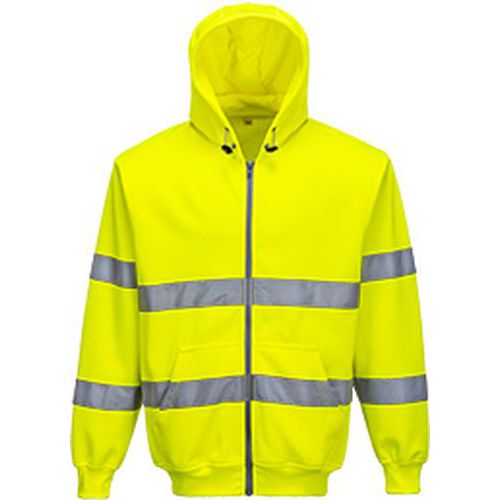Bluza ostrzegawcza z kapturem zapinana na zamek błyskawiczny, żółty - Bluza ostrzegawcza z kapturem zapinana na zamek błyskawiczny, żółty, rozm. S