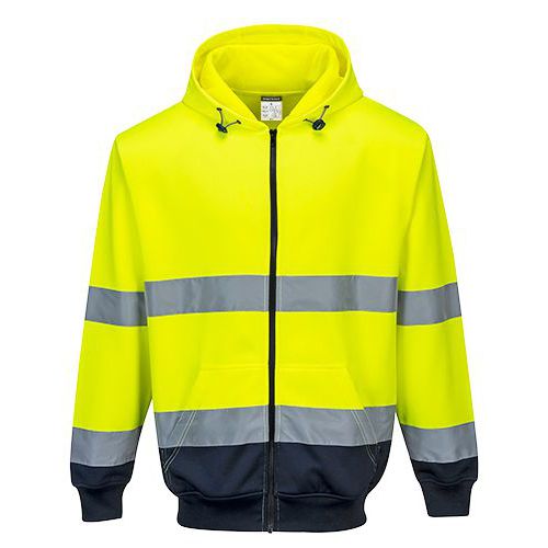 Dwukolorowa bluza z kapturem zapinana na zamek, niebieski/żółty - Dwukolorowa bluza z kapturem zapinana na zamek, niebieski/żółty, rozm. M