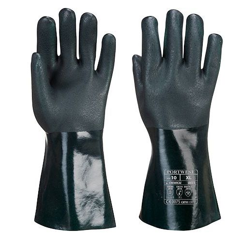Rękawica pokryta podwójną warstwą PCV 35cm, zielony - Rękawica pokryta podwójną warstwą PCV 35cm, zielony, rozm. XL