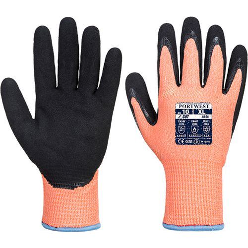 Antyprzecięciowa rękawica nitrylowa Vis-Tex Winter HR w wersji zimowej, czarny/pomarańczowy - Antyprzecięciowa rękawica nitrylowa Vis-Tex Winter HR w 