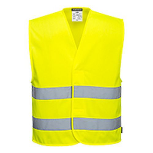 Kamizelka ostrzegawcza siatkowa z dwoma taśmami, żółty - Kamizelka ostrzegawcza siatkowa z dwoma taśmami, żółty, rozm. L-XL