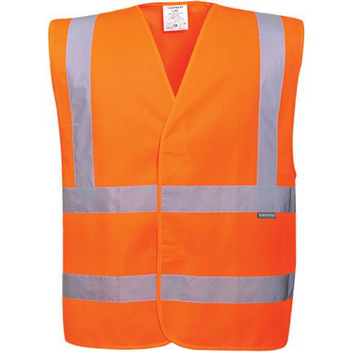 Kamizelka ostrzegawcza z taśmami pionowymi i poziomymi, pomarańczowy - Kamizelka ostrzegawcza z taśmami pionowymi i poziomymi, pomarańczowy, rozm. 6XL