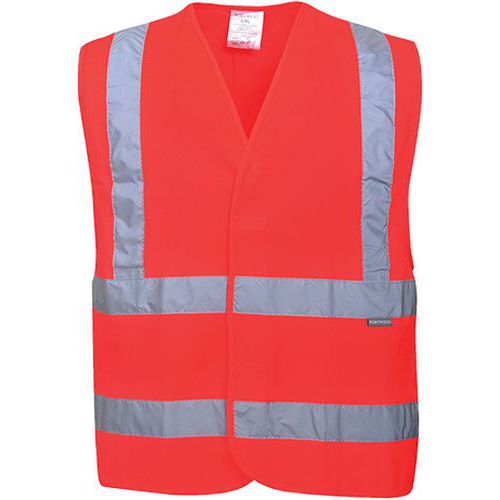 Kamizelka ostrzegawcza z taśmami pionowymi i poziomymi, czerwony - Kamizelka ostrzegawcza z taśmami pionowymi i poziomymi, czerwony, rozm. XXL-XXXL