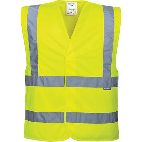 Kamizelka ostrzegawcza z taśmami pionowymi i poziomymi, żółty - Kamizelka ostrzegawcza z taśmami pionowymi i poziomymi, żółty, rozm. L-XL