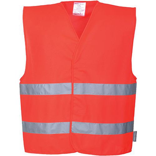 Kamizelka ostrzegawcza z dwoma taśmami poziomymi, czerwony - Kamizelka ostrzegawcza z dwoma taśmami poziomymi, czerwony, rozm. L-XL