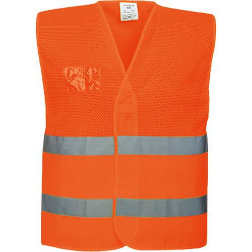 Kamizelka ostrzegawcza do połowy siatkowa, pomarańczowy - Kamizelka ostrzegawcza do połowy siatkowa, pomarańczowy, rozm. 4XL-5XL