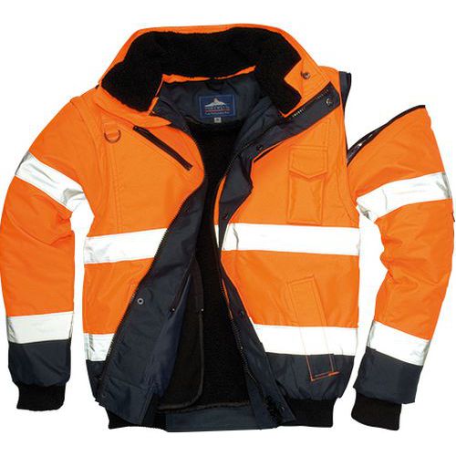 Kontrastowa kurtka ostrzegawcza Bomber, niebieski/pomarańczowy - Kontrastowa kurtka ostrzegawcza Bomber, niebieski/pomarańczowy, rozm. 5XL