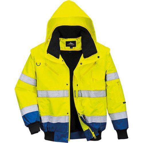 Kontrastowa kurtka ostrzegawcza Bomber, niebieski/żółty - Kontrastowa kurtka ostrzegawcza Bomber, niebieski/żółty, rozm. S