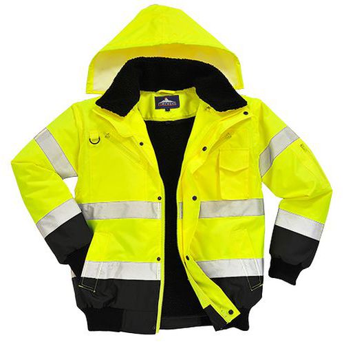 Kontrastowa kurtka ostrzegawcza Bomber, czarny/żółty - Kontrastowa kurtka ostrzegawcza Bomber, czarny/żółty, rozm. XXL