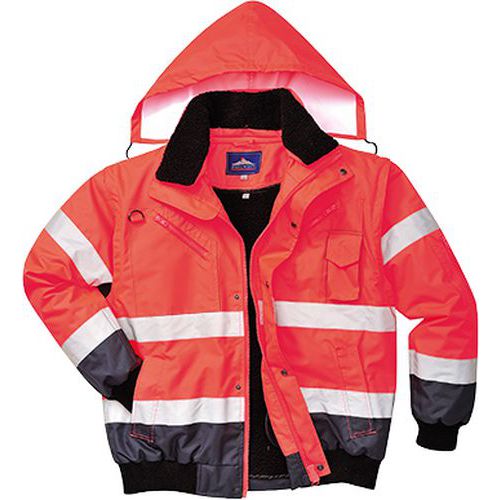 Kontrastowa kurtka ostrzegawcza Bomber, czerwony - Kontrastowa kurtka ostrzegawcza Bomber, czerwony, rozm. M