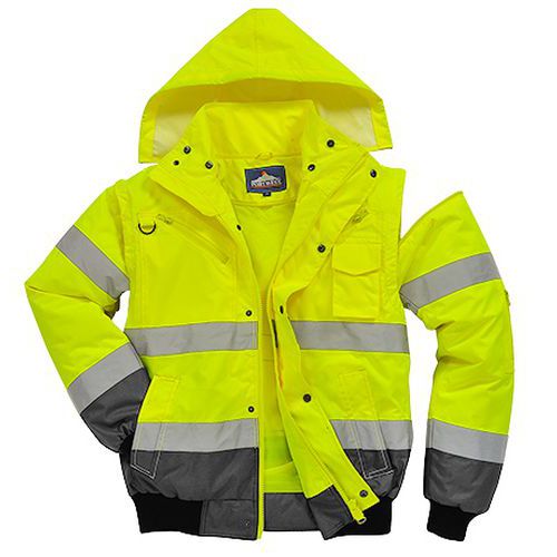 Kontrastowa kurtka ostrzegawcza Bomber, szary/żółty - Kontrastowa kurtka ostrzegawcza Bomber, szary/żółty, rozm. M
