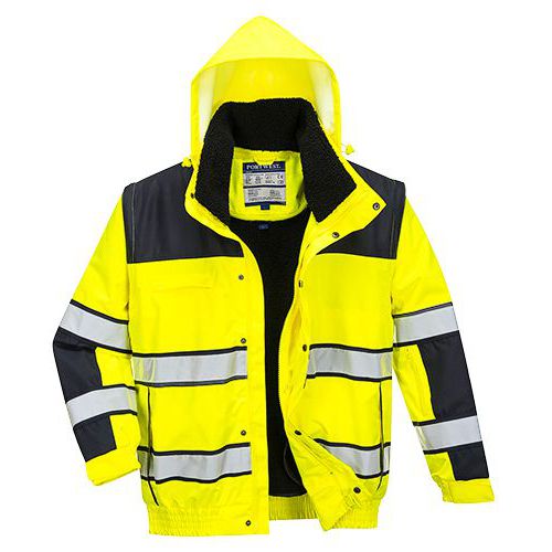 Klasyczna kurtka ostrzegawcza Bomber, czarny/żółty - Klasyczna kurtka ostrzegawcza Bomber, czarny/żółty, rozm. XXL