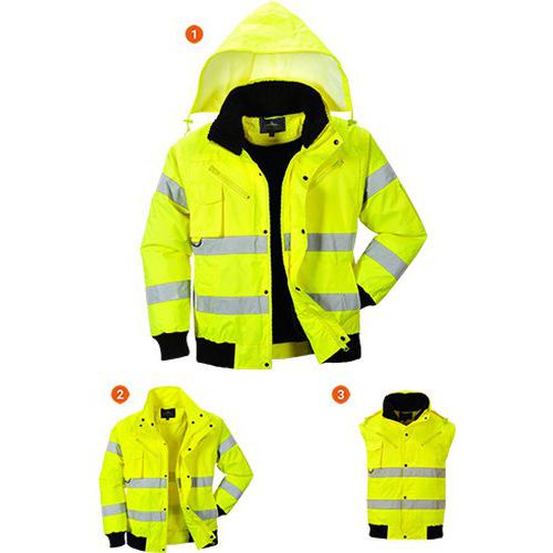 Kurtka ostrzegawcza Bomber 3w1, żółty - Kurtka ostrzegawcza Bomber 3w1, żółty, rozm. XL