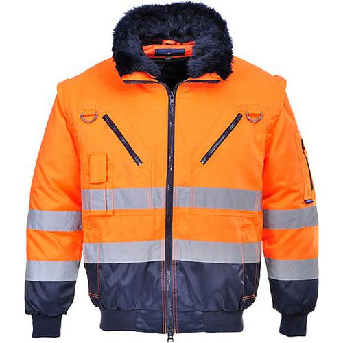 Kurtka ostrzegawcza Pilot 3w1, niebieski/pomarańczowy - Kurtka ostrzegawcza Pilot 3w1, niebieski/pomarańczowy, rozm. L