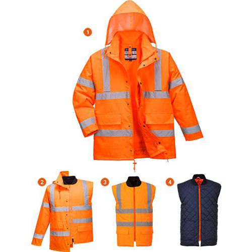Kurtka ostrzegawcza 4 w 1, pomarańczowy - Kurtka ostrzegawcza 4 w 1, pomarańczowy, rozm. 5XL