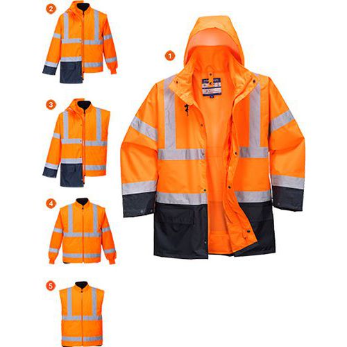 Kurtka ostrzegawcza 5 w 1 Essential, niebieski/pomarańczowy - Kurtka ostrzegawcza 5 w 1 Essential, niebieski/pomarańczowy, rozm. 5XL