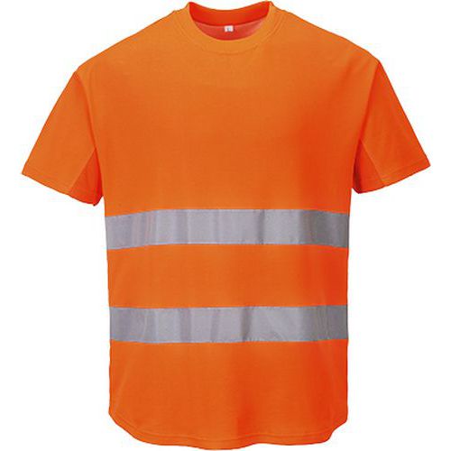 Ostrzegawczy T-shirt z panelami z siatki, pomarańczowy - Ostrzegawczy T-shirt z panelami z siatki, pomarańczowy, rozm. L