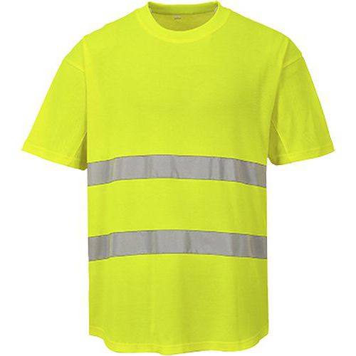 Ostrzegawczy T-shirt z panelami z siatki, żółty - Ostrzegawczy T-shirt z panelami z siatki, żółty, rozm. XL