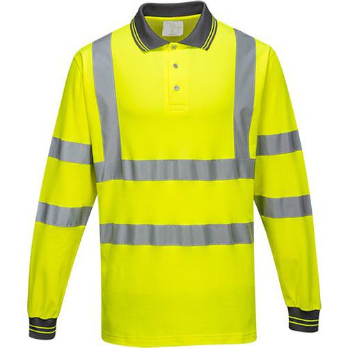 Koszulka polo ostrzegawcza Cotton Comfort z długimi rękawami, żółty - Koszulka polo ostrzegawcza Cotton Comfort z długimi rękawami, żółty, rozm. S