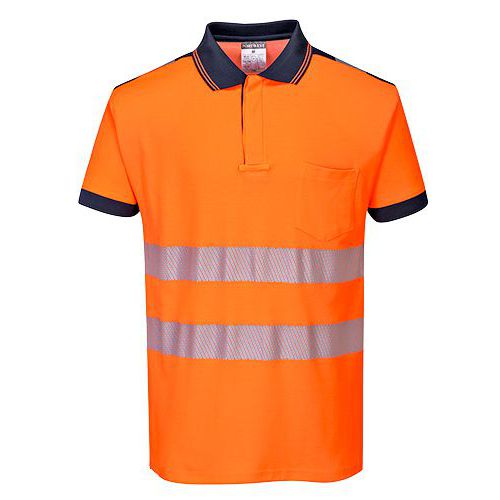 Koszulka Polo ostrzegawcza PW3, niebieski/pomarańczowy - Koszulka Polo ostrzegawcza PW3, niebieski/pomarańczowy, rozm. M