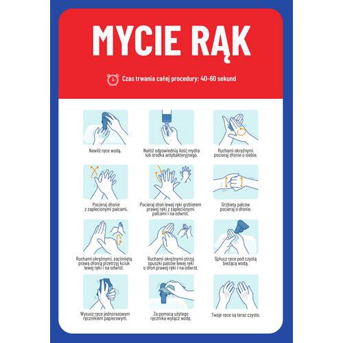 Mycie rąk – etapy, tworzywo sztuczne, 297 x 210 x 0,5 mm, A4