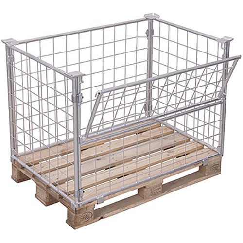 Nadstawki paletowe ze składaną ścianką typ 64, siatkowe, ocynkowane - Nadstawka paletowa ze składaną ścianką typ 64, siatkowa, ocynkowana, 80 x 120 x 