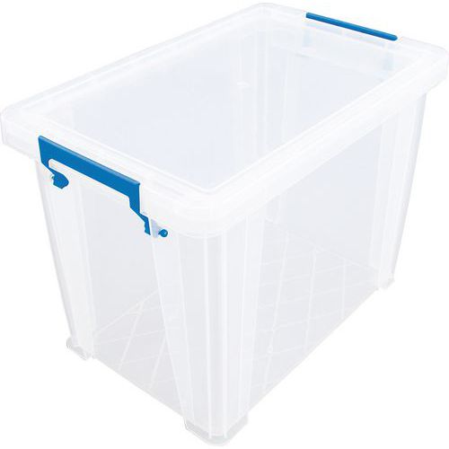 Plastikowe skrzynki magazynowe z pokrywą na klips Manutan Expert - Plastikowe skrzynki magazynowe z pokrywą na klips Manutan Expert, 18,5 l