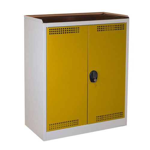 Szafki do przechowywania substancji cieczy, 1180 x 950 x 500 mm - Szafa do przechowywania cieczy, 1180 x 950 x 500 mm, szary/żółty