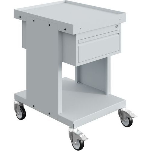 Wózek warsztatowy na materiały Sofame, 2 poziomy, 1 szuflada, 150 kg - Wózek warsztatowy na materiały Sofame, 2 poziomy, 1 szuflada, 150 kg, szary