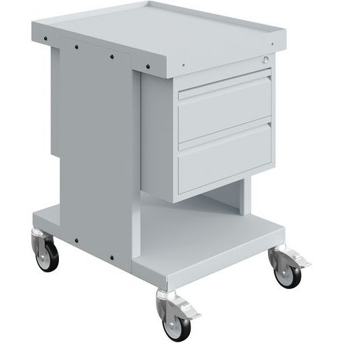 Wózki warsztatowe na materiały Sofame, 2 poziomy, 2 szuflady, 150 kg - Wózek warsztatowy na materiały Sofame, 2 poziomy, 2 szuflady, 150 kg, szary