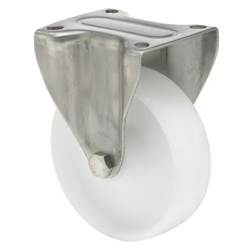 Koła transportwe z łożyskiem - Zestaw stały  stal nierdzewna z kołem poliamidowym fi 200 mm z łożyskiem ślizgowym