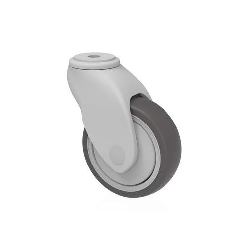 Koła transportowe skrętne z mocowaniem na otwór - Zestaw skrętny  tworzywowy z kołem fi 100 mm z mocowaniem na otwór