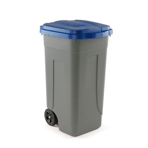 Plastikowe kosze na odpady segregowane Cheriff, pojemność 100 l - Plastikowy kosz na odpady segregowane Cheriff, pojemność 100 l, szary/niebieski