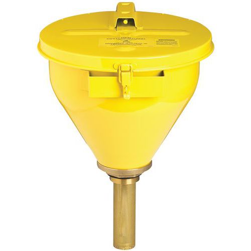 Metalowe lejki Justrite z pokrywą na substancje łatwopalne, średnica 27 cm, długość 82 cm - Metalowy lejek Justrite z pokrywą na substancje łatwopalne